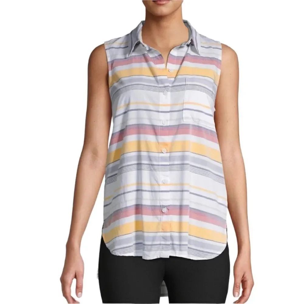 Beach Lunch Lounge striped button sleeveless top